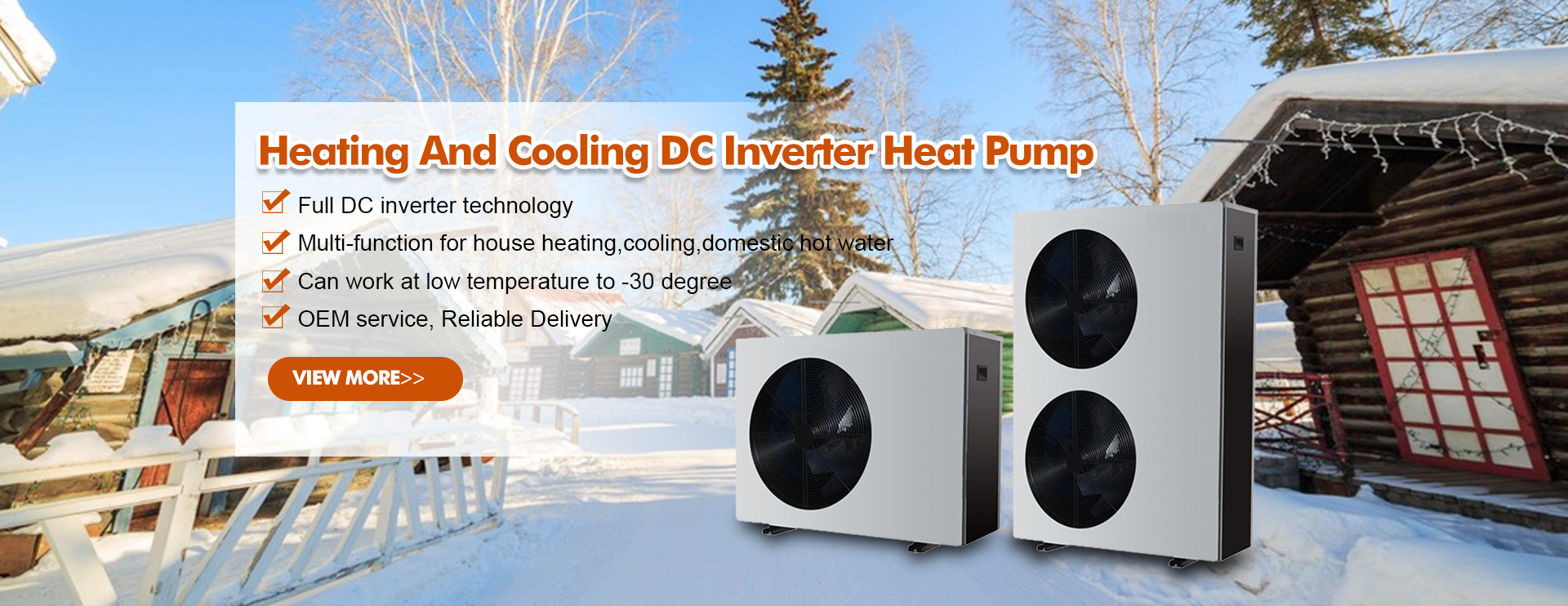 Bomba de calor de fuente de aire con inversor de CC completo R32 para invierno